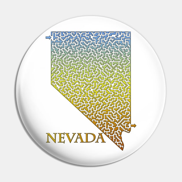 State of Nevada Colorful Maze Pin by gorff