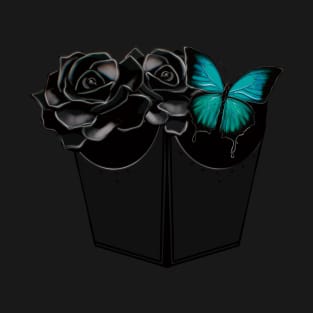 Eye contact dark roses corset with big butterfly T-Shirt