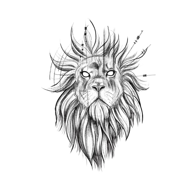 Sketch Style Lion with Geometrical Lines by Tred85