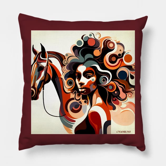 #1. Afro Queen and her horse by Charlotte VanRoss Pillow by Charlotte VanRoss 