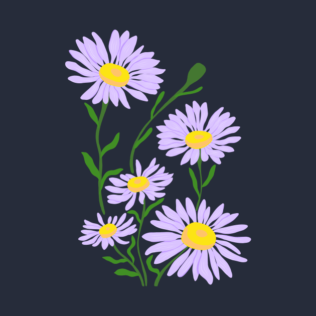 Lilac Asters Flowers by JunkyDotCom