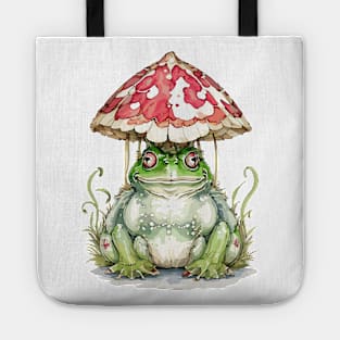 Watercolor Cottagecore Mushroom frog Tote