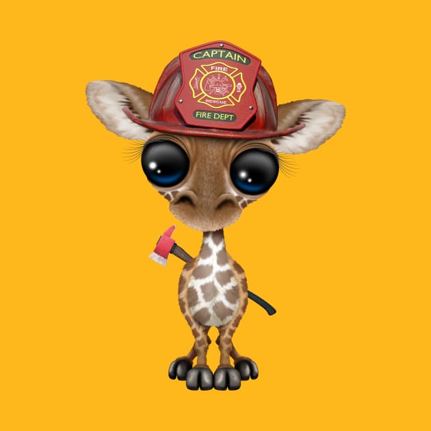 Cute Baby Giraffe Firefighter by jeffbartels