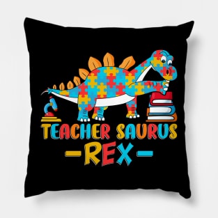 Teacher Saurus Rex, autism awareness Pillow