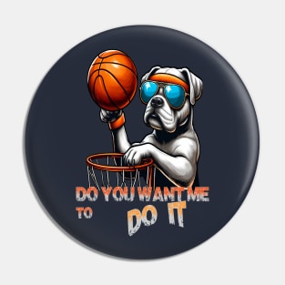 funny dog basketball Slam Dunked sport boys men kids Pin