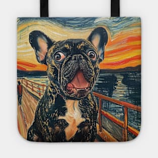 Brindle French Bulldog The Scream Painting Tote