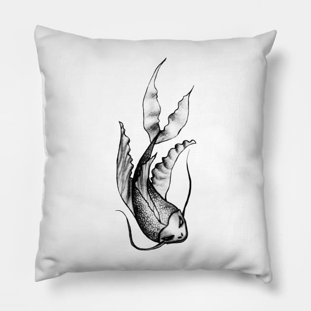 Koi Drawing Pillow by saradaboru