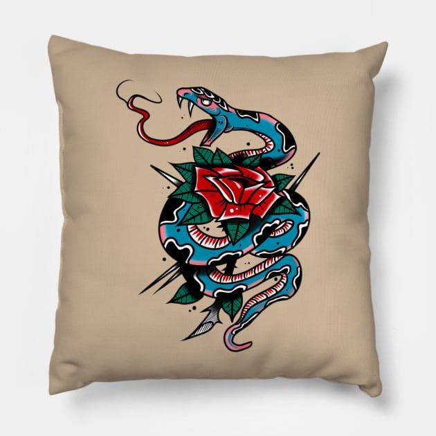 Snake & Rose Pillow by Scottconnick