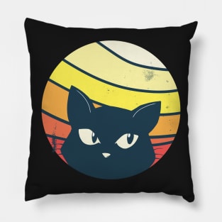 Black Cat Kitten Vintage Retro Aesthetic Vibes Animal Social Distancing FaceMask Pillow