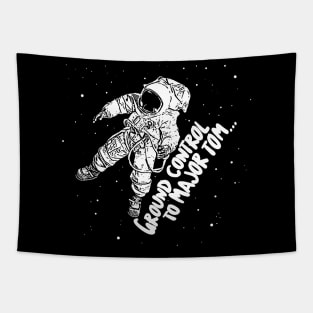 Major Tom Astronaut Space Typographic Design Tapestry