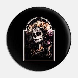 Mexican Skull Girl Pin