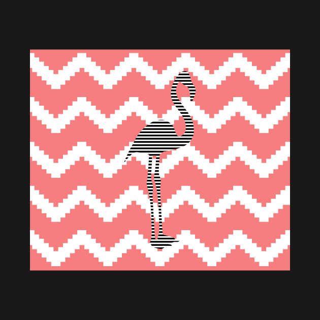 Flamingo - abstract geometric pattern - pink, black and white. by kerens