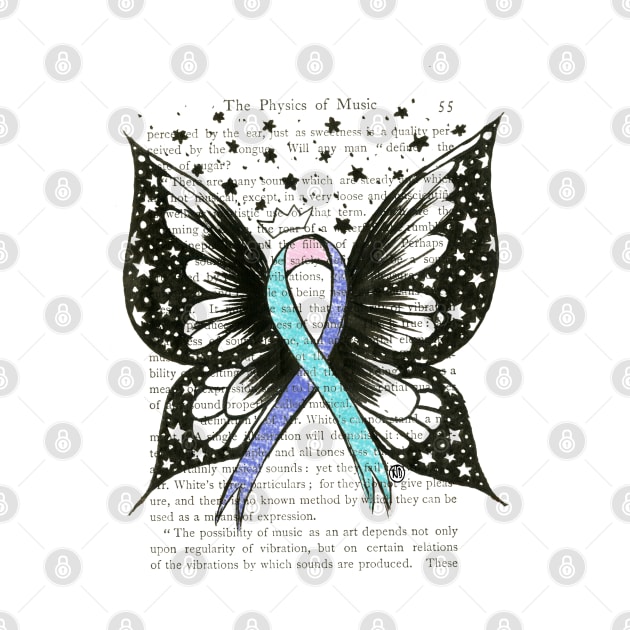 Thyroid Cancer Ribbon w/ wings- color design by Polkadotdreamer