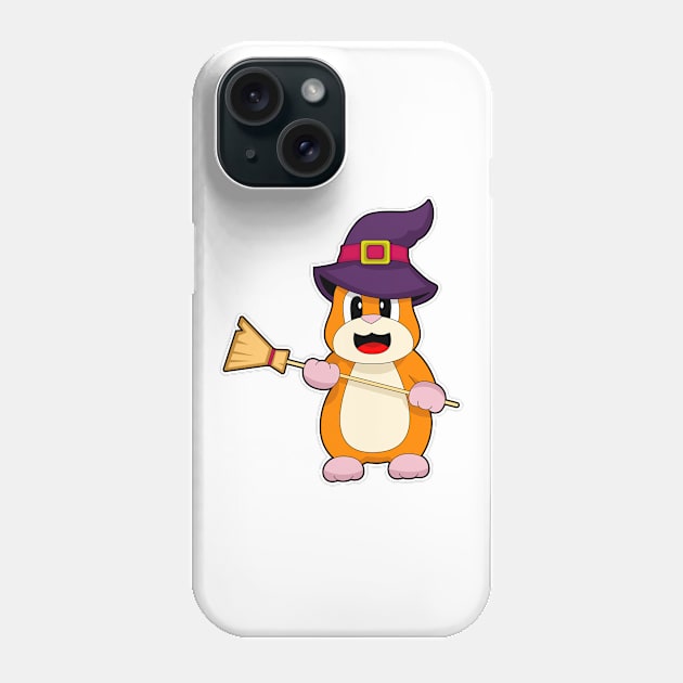 Hamster Halloween Witch Broom Phone Case by Markus Schnabel