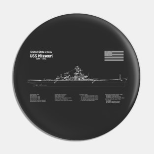 USS Missouri bb-63. World War II Battleship - PDpng Pin