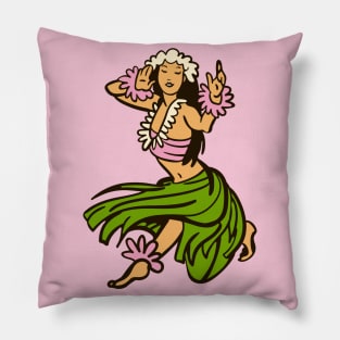 Hawaiian Hula Dancer Illustration Pillow