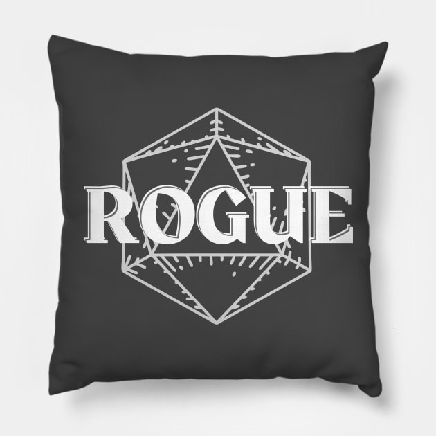 Rogue Class DnD D20 Dice Print Pillow by DungeonDesigns