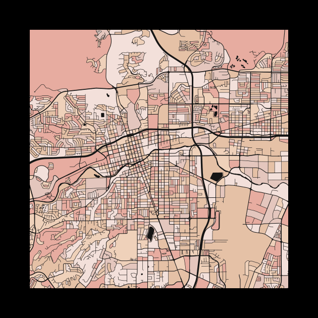 Reno Map Pattern in Soft Pink Pastels by PatternMaps