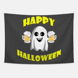 halloween ghost with beer for friends Tapestry