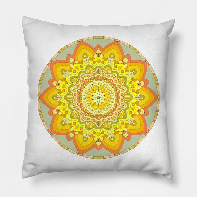 Yellow Star Mandala Pillow by HealingHearts17