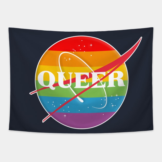 NASA/QUEER Rainbow  Logo Tribute/Parody Design Tapestry by DankFutura