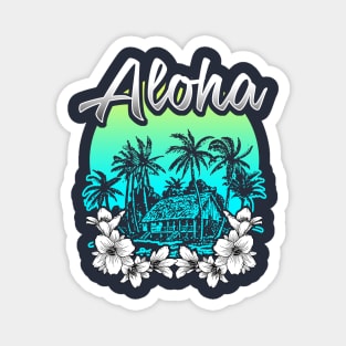 Aloha Hawaiian Tropical Vacation Lei Flowers Graphic Magnet