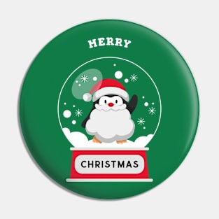 Merry Christmas Penguin Globe Pin