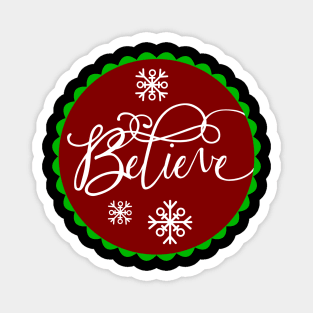 Floating Christmas Ornament Believe Magnet