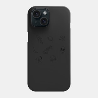 Black Line Space Icons Phone Case