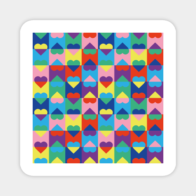 Color Blocking Hearts Trendy Modern Magnet by Farissa