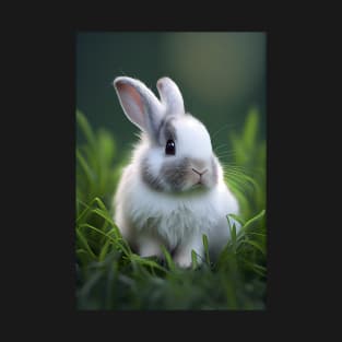 Cute Rabbit  On The Geen Grass T-Shirt