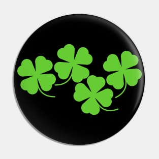 Four Leaf Lucky Clover Shamrock with Black Background Pin