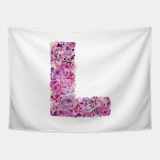 Pink Floral Letter L Tapestry