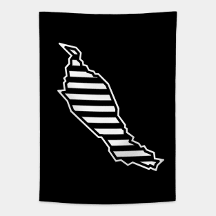 Denman Island Silhouette in Black and White Stripes - Line Pattern - Denman Island Tapestry