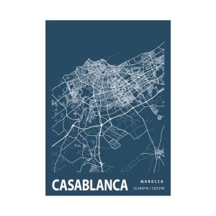 Casablanca Blueprint Street Map, Casablanca Colour Map Prints T-Shirt