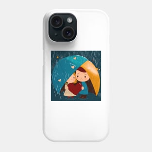 Love Beneath the Umbrella: A Rainy Romance Phone Case