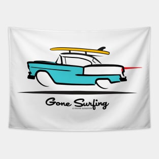 1955 Chevy Hardtop Coupe Gone Surfing Tapestry