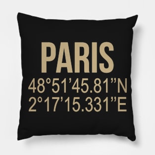 Paris France City Coordinates Pillow