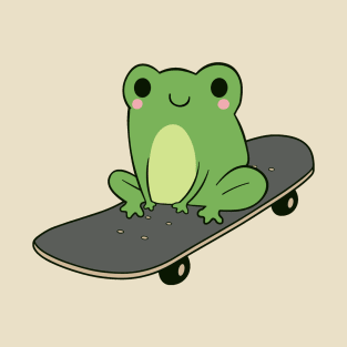 Cute Frog On Skateboard Kawaii Aesthetic Frog Lover T-Shirt