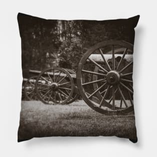 Cannon Placement Black and White Pillow