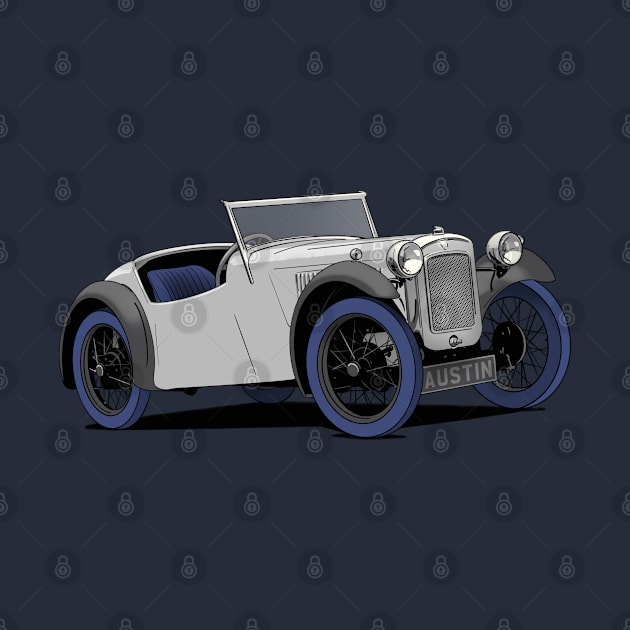 Austin 7 Car in silver/grey by Webazoot