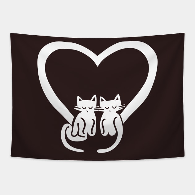 Cats in Love, 2 cats with heart, lovable and cuddly for any cat lover Tapestry by 1FunLife