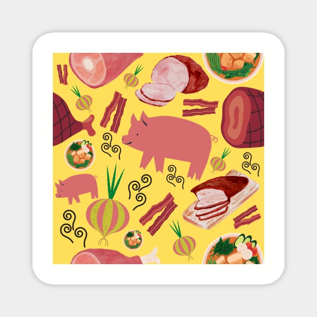 Porky Food Feast Magnet by GemmasGems