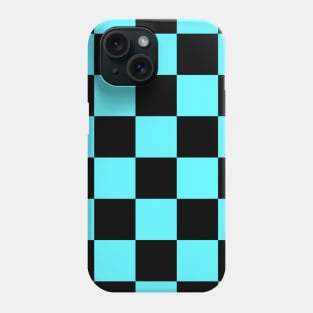 Checkered Square Seamless Pattern - Black & Sky Blue Phone Case