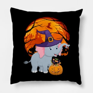 Elephant pumpkin witch Pillow