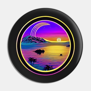 Sun and moon astral retro colorfull sticker Pin