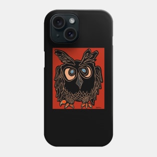 Black owl drawing Phone Case