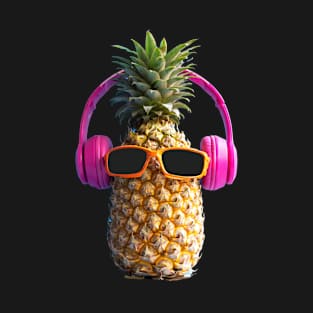 Pineapple with headphones tshirt for music lovers T-Shirt