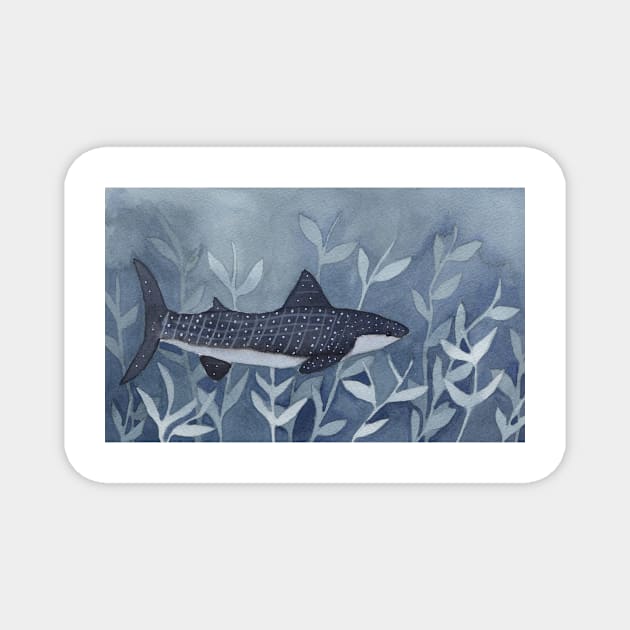 Whimsical Whale Shark in Watercolor Magnet by Sandraartist