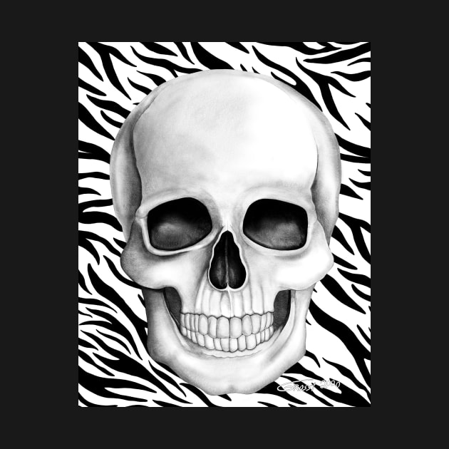 Skull (On Zebra Print Background) by GDGCreations